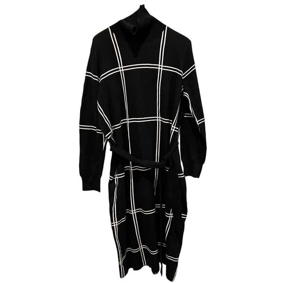 Barbour Aldora Windowpane Long Sleeve Cotton Blend Sweater Dress (US/12) - Picture 4 of 10